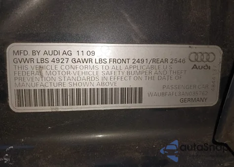 2010 Audi A4 2.0T Premium из США, поврежденный, VIN WAUBFAFL3AN035762